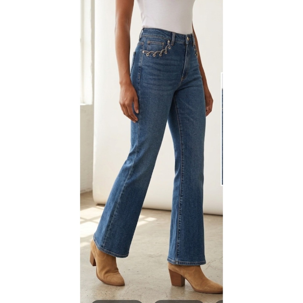 NWT Michael Kors High Rise Selma Cropped Flare Blue Jeans Size 8